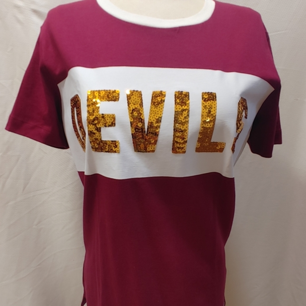 PINK ASU Sundevils BLING logo short sleeve tee. NWT Size XS. Though runs big